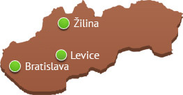 Naše sklady: Žilina, Levice, Bratislava